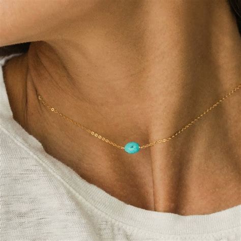 Dainty Turquoise Choker Necklace Simple Turquoise Necklace Etsy