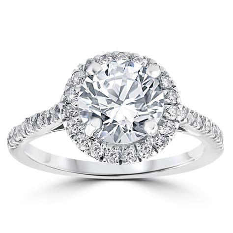 2 13 Ct Round Round Diamond Halo Engagement Ring 14k White Gold Enhanced