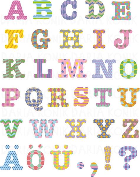 Im russischen alphabet gibt es buchstaben, die wie die deutschen aussehen und auch gleich oder russisches alphabet zum ausdrucken jetzt newsletter abonnieren. Gemustertes Alphabet: ABC Großbuchstaben, farbiges Alphabet | Clipart, Alphabet, Große buchstaben