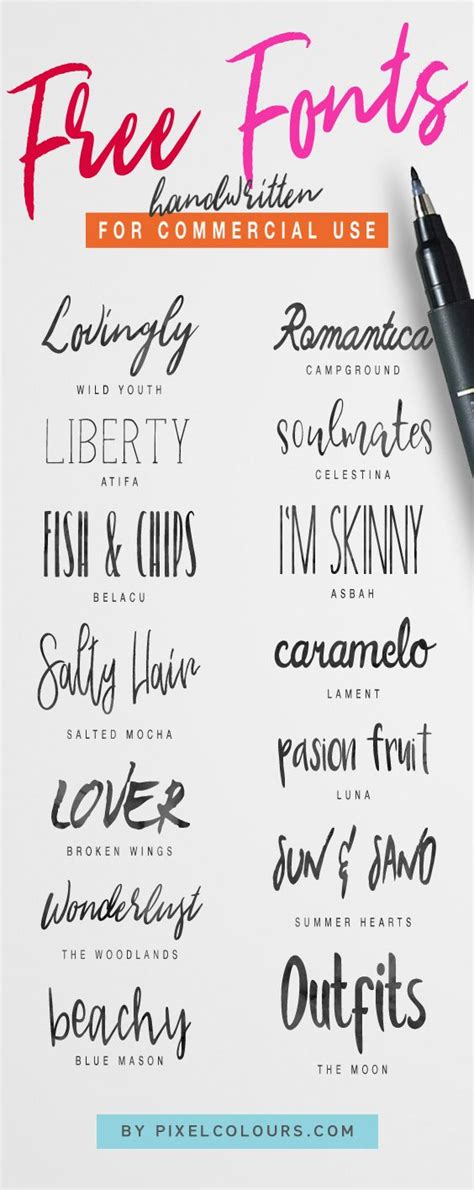 Free Handwritten Fonts For Commercial Use Digital Design Goods For