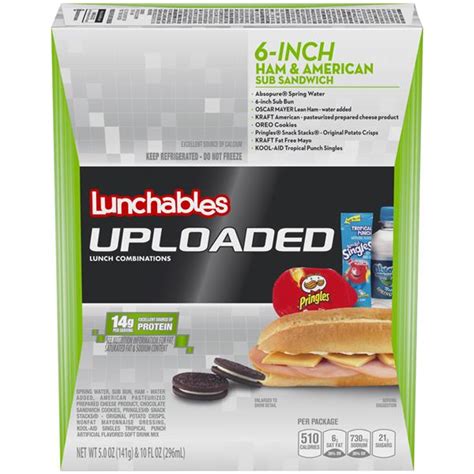 oscar mayer lunchables uploaded 6 inch ham and american sub sandwich with spring water hy vee
