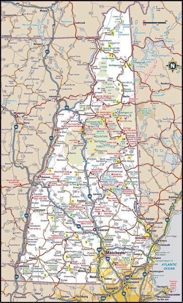 New Hampshire Highway Map Reference Maps Top Sellers Art