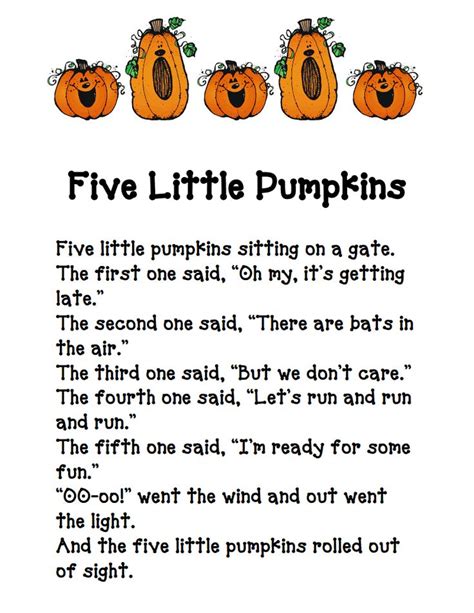 Five Little Pumpkinspdf Preschool Songs Halloween Preschool Five