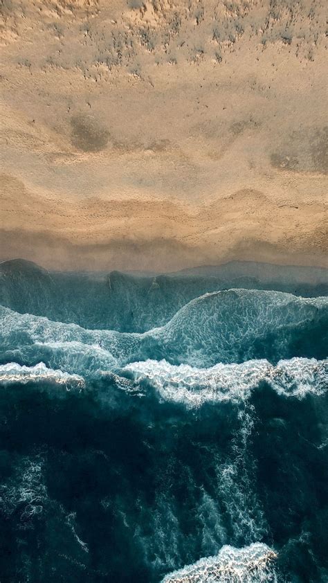 Download Wallpaper 1080x1920 Ocean Aerial View Surf Coast Water