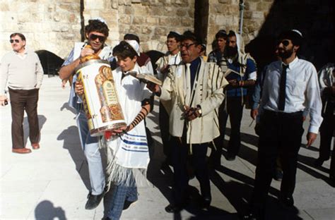 Israel Jerusalem Sephardic Jewish Boy Carrying The Torah At His Bar