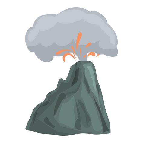 Vector De Dibujos Animados De Icono De Volcán De Humo Erupción