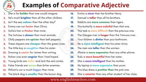 Examples Of Comparative Adjective Sentences Englishteachoo