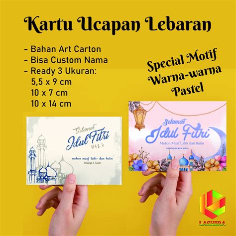 Jual Kartu Ucapan Lebaran Warna Pastel Custom Nama Untuk Parcel