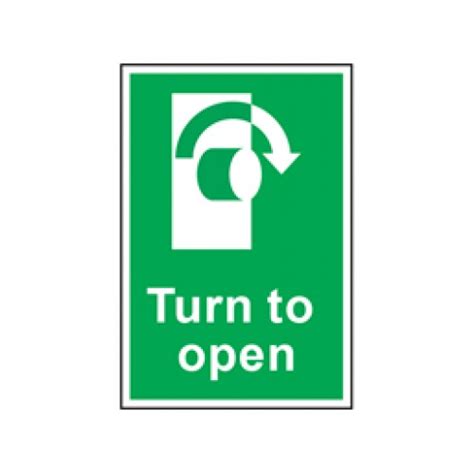 Turn To Open Clockwise Symbol And Text Safety Sign Access