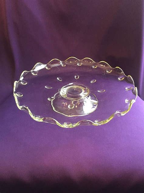 Vintage Yellow Tinted Glass Cake Stand Etsy Vintage Yellow Glass Cake Stand Tints