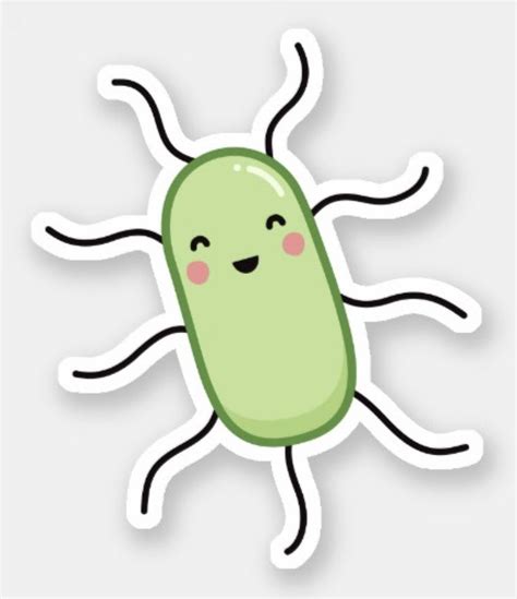 Cute E Coli Bacteria Kawaii Microbe Sticker Science
