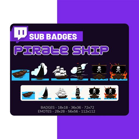 Twitch Sub Badges Twitch Emotes 6x Pirate Ships And Boats