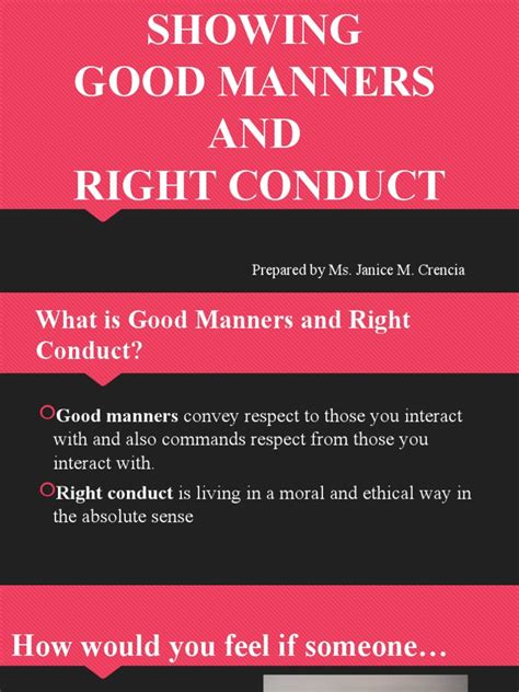 Showing Good Manners And Right Conduct Pdf