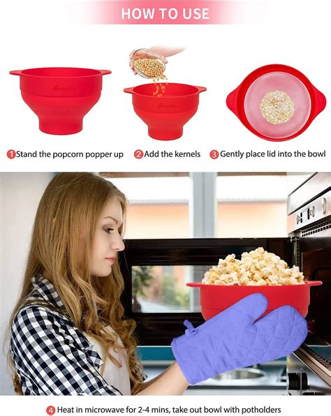 Popcorn Popper Microwave Safe Silicone Popcorn Maker And Dishwasher
