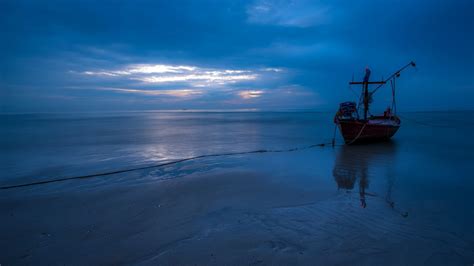 Wallpaper Landscape Boat Sunset Sea Shore Reflection Sky Vehicle Clouds Beach