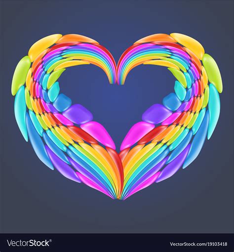 Beautiful Rainbow Heart With Realistic Elements Vector Image