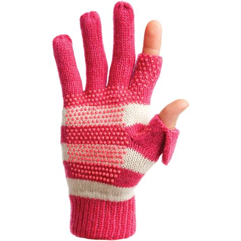 Freehands Womens Stripe Wool Knit Gloves Pink 22152 Bandh Photo