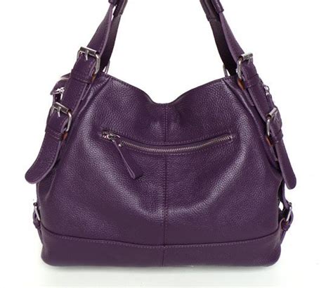 Nwt Real Leather Dark Purple Lady Handbag Shoulder Messenger Bag Free