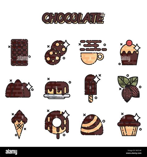 Concepto De Dibujos Animados Iconos De Chocolate Delicioso Chocolate