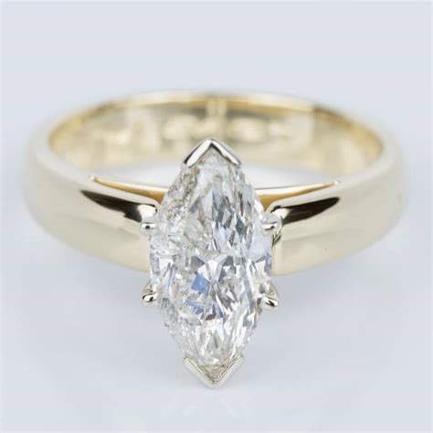 Certified marquise diamond solitaire engagement ring in 14k gold (i/i2). Marquise Diamond Cathedral Engagement Ring in Yellow Gold (1.80 ct.)
