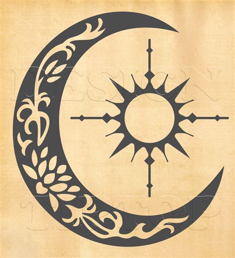 Sun Compass Crescent Moon Svg Dxf Png Eps Cdr Etsy
