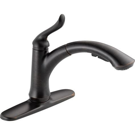 Delta Linden Single Handle Pull Out Sprayer Kitchen Faucet With Multi Flow In Venetian Bronze