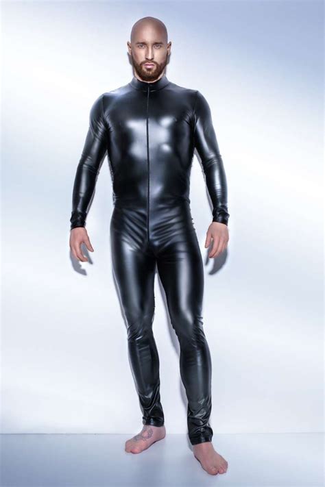 männer overall schwarz wetlook herren fetisch body langarm schwarz aus dehnbarem wetlook