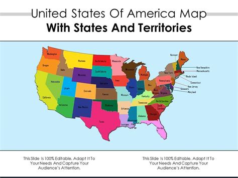 United States Of America Map With States And Territories Presentation