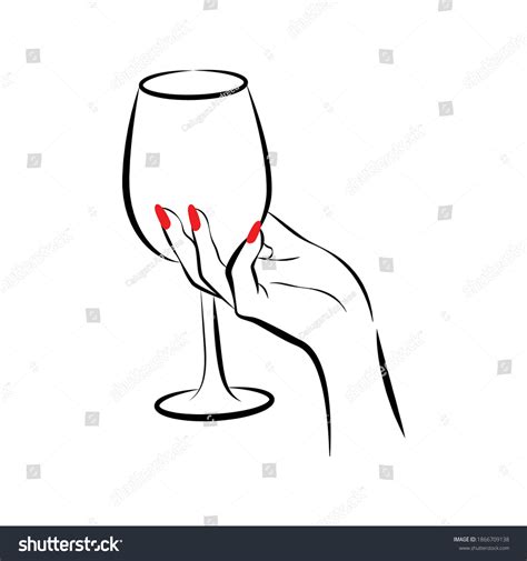Woman Hand Holding Wine Glass Stock Vector Royalty Free 1866709138