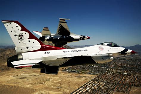 Thunderbird F 16 Fighting Desert Military Aircraft Landscapes