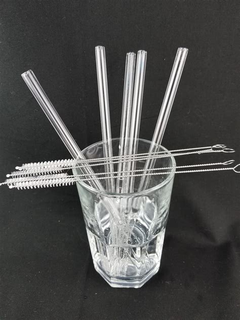 reusable glass drinking straws set of 5 etsy