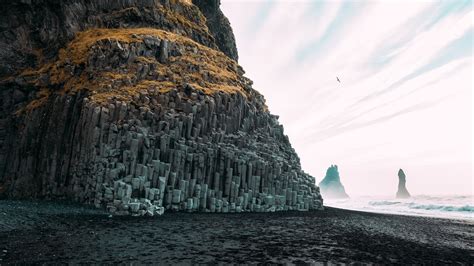 3840x2160 Beach Landscape Iceland Reynisfjara Rock Rock Formation Cliff