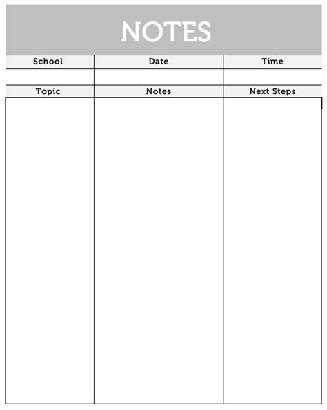 7 Best Images Of Printable Meeting Note Taking Template Printable