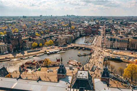 Aerial Shot Of Amsterdam A Beautiful Cityscape Stock Photo Image Of