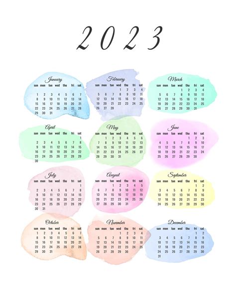 2023 Calendar Year Vector Illustration The Week Starts On Sunday