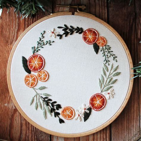 Orange And Herb Wreath Pdf Hand Embroidery Pattern Products Swak