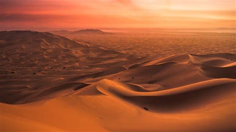 Sunset From A High Dune In The Moroccan Desert Erg Chebbi Morocco