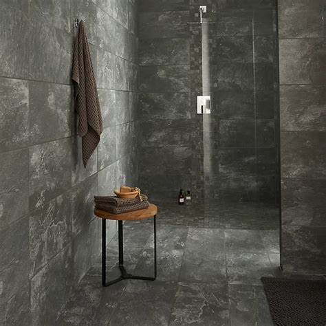 Shaded Slate Anthracite Matt Stone Effect Porcelain Wall And Floor Tile