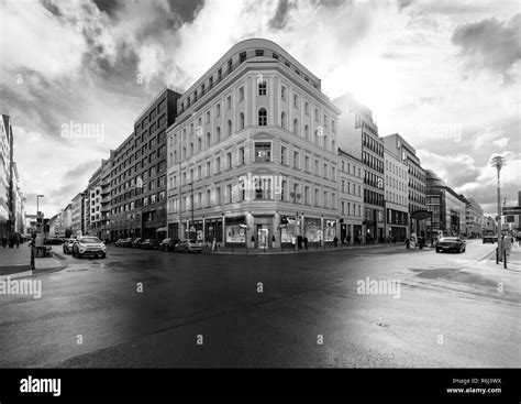 Crossroads Shopping Streets In Berlin Germany Europe Black And White