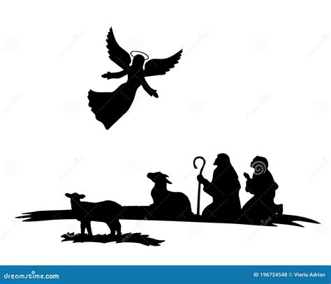 Shepherds Silhouette Angels Stock Illustration Illustration Of Baby