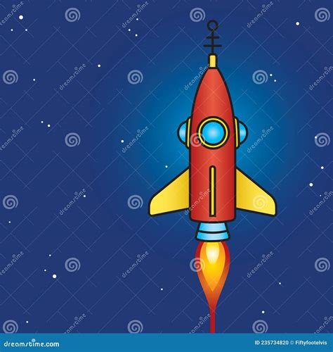 Retro Science Fiction Rocket Design In Outer Space Stock Vector