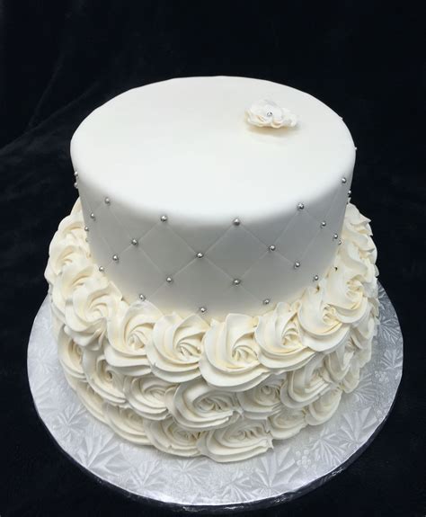 White And Gold Rosette Wedding Cake Cake Rosette Cake Wedding