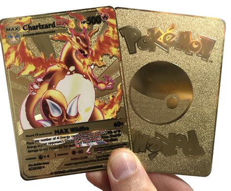 Charizard Dx Gold Metal Pokemon Card Etsy