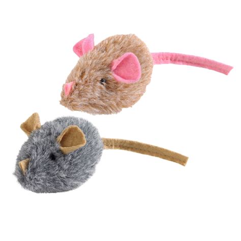 2 Plush Mouse Cat Toy Assorted With Sound By Hunter
