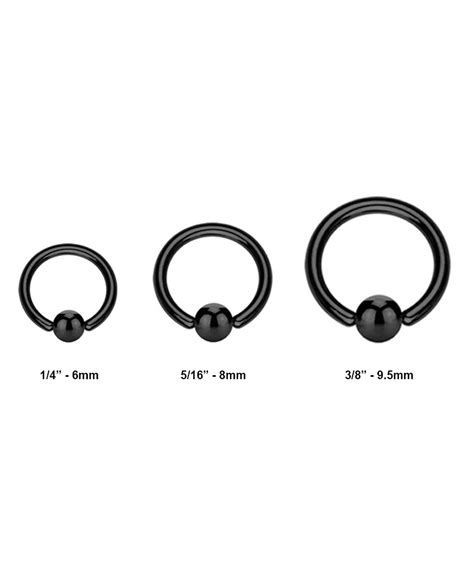 Black 316l Surgical Steel Annealed Nose Ring Hoop Fixed Captive Bead Ring Choose Your Size 16g