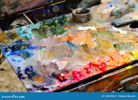 Oil Paint Palette Stock Photo Image Of Closeup Paint 133699262