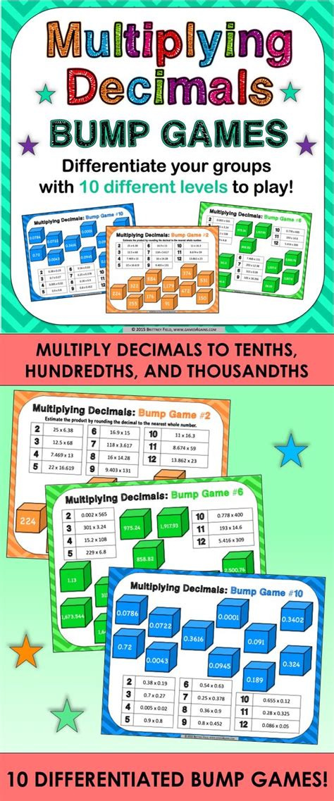 Multiplying Decimals Games 5th And 6th Grade Math Centers 5nbt7 6
