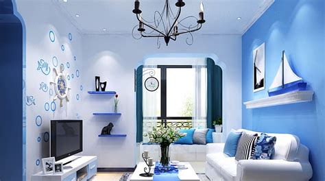 warna cat ruang tamu kombinasi biru