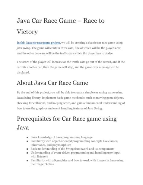 Ppt Java Car Race Game Race To Victory Powerpoint Presentation
