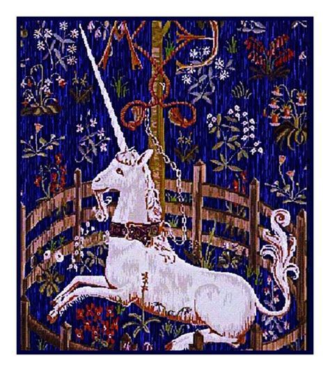 Blue Unicorn In Captivity From Tapestry Counted Cross Stitch Chart Ebay